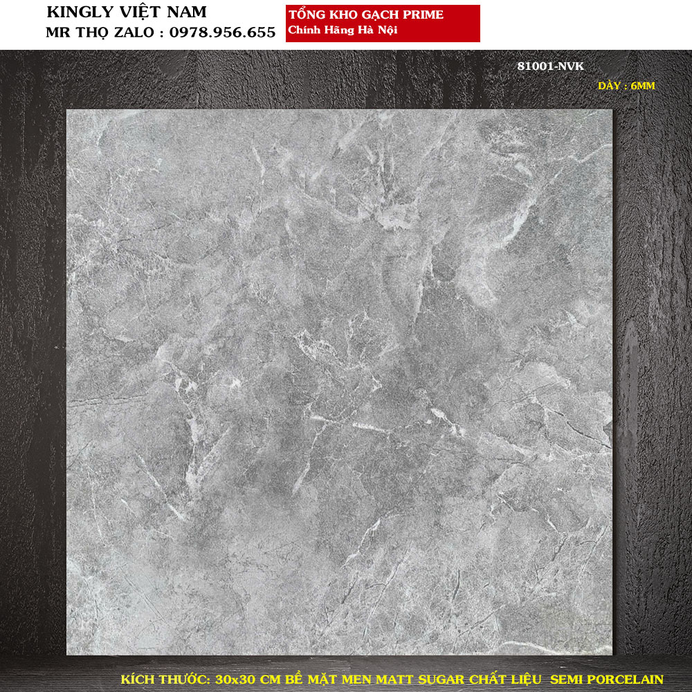 Gạch lát nền chống trơn 30x30 vân xi măng Prime 81001 A1